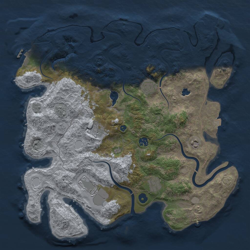 Rust Map: Procedural Map, Size: 4000, Seed: 191275792, 13 Monuments