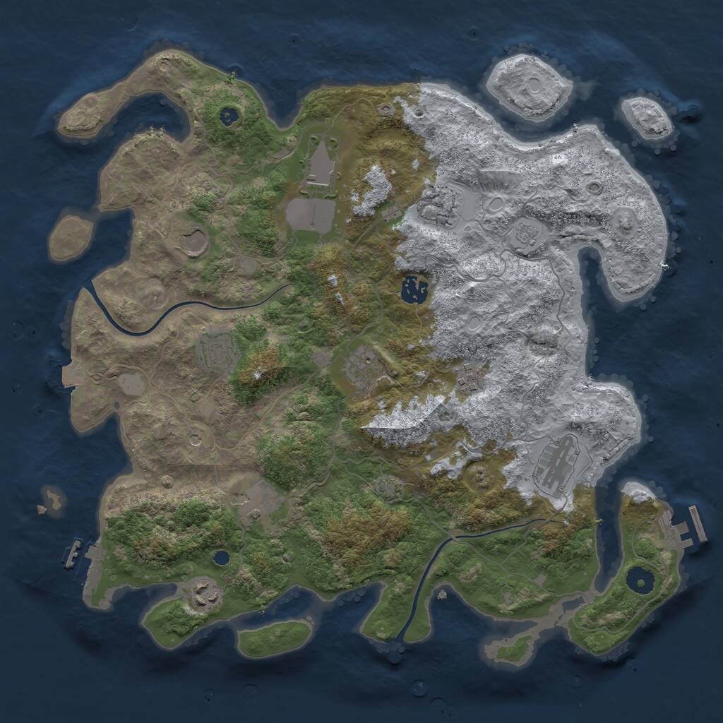 Rust Map: Procedural Map, Size: 3900, Seed: 68475291, 16 Monuments