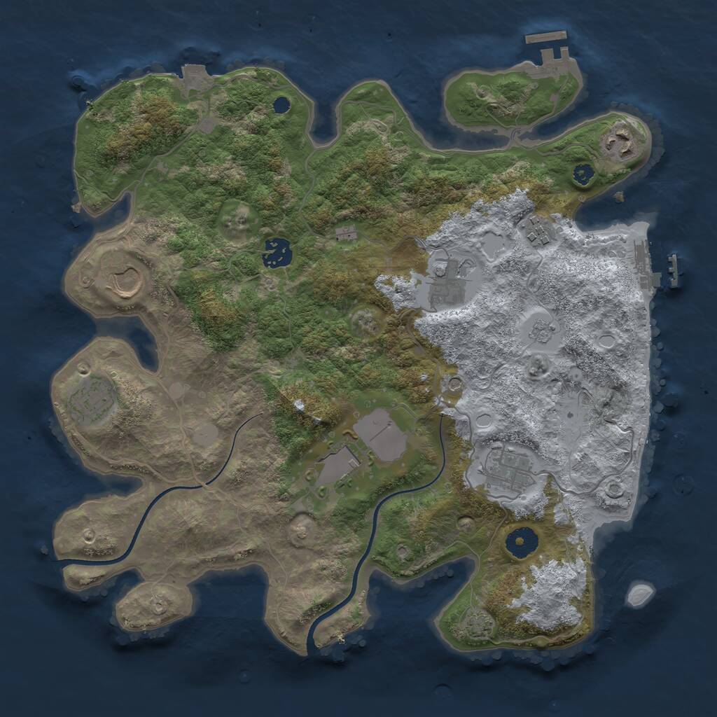 Rust Map: Procedural Map, Size: 3500, Seed: 144255810, 14 Monuments