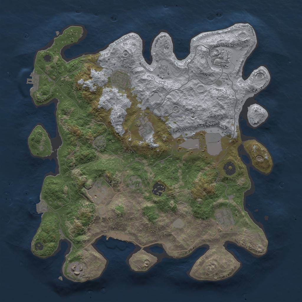 Rust Map: Procedural Map, Size: 3500, Seed: 937004444, 16 Monuments