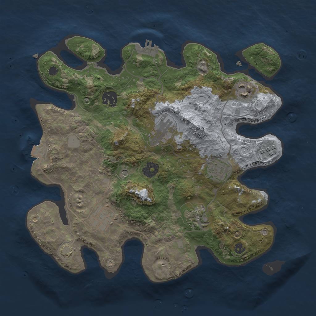 Rust Map: Procedural Map, Size: 3000, Seed: 48550374, 13 Monuments