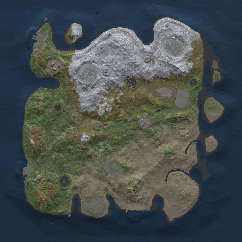 Rust Map: Procedural Map, Size: 3500, Seed: 51774, 16 Monuments