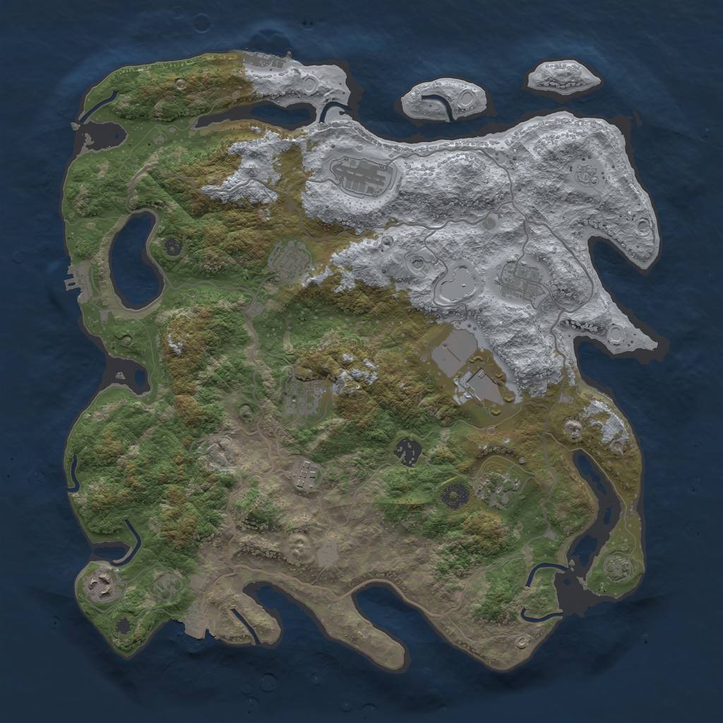 Rust Map: Procedural Map, Size: 4050, Seed: 1134287615, 17 Monuments