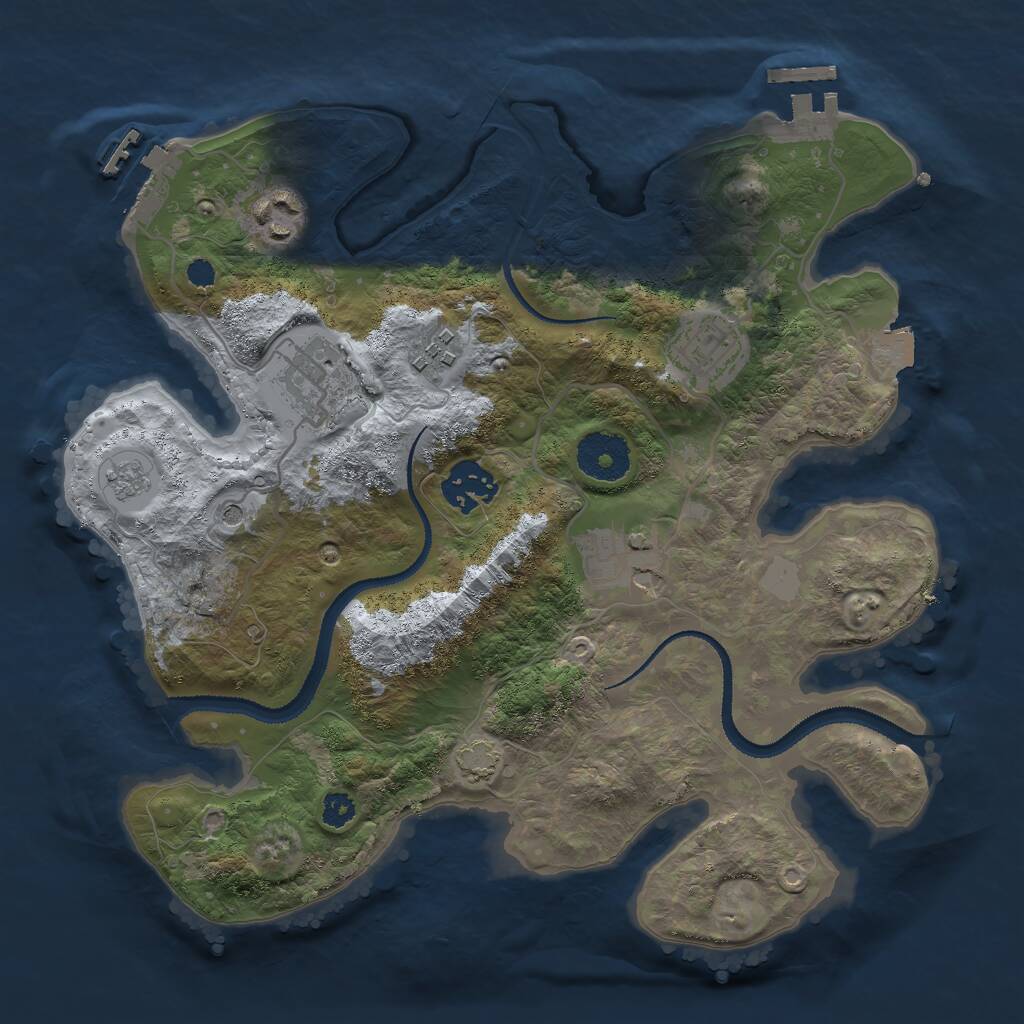 Rust Map: Procedural Map, Size: 3000, Seed: 1340514821, 12 Monuments