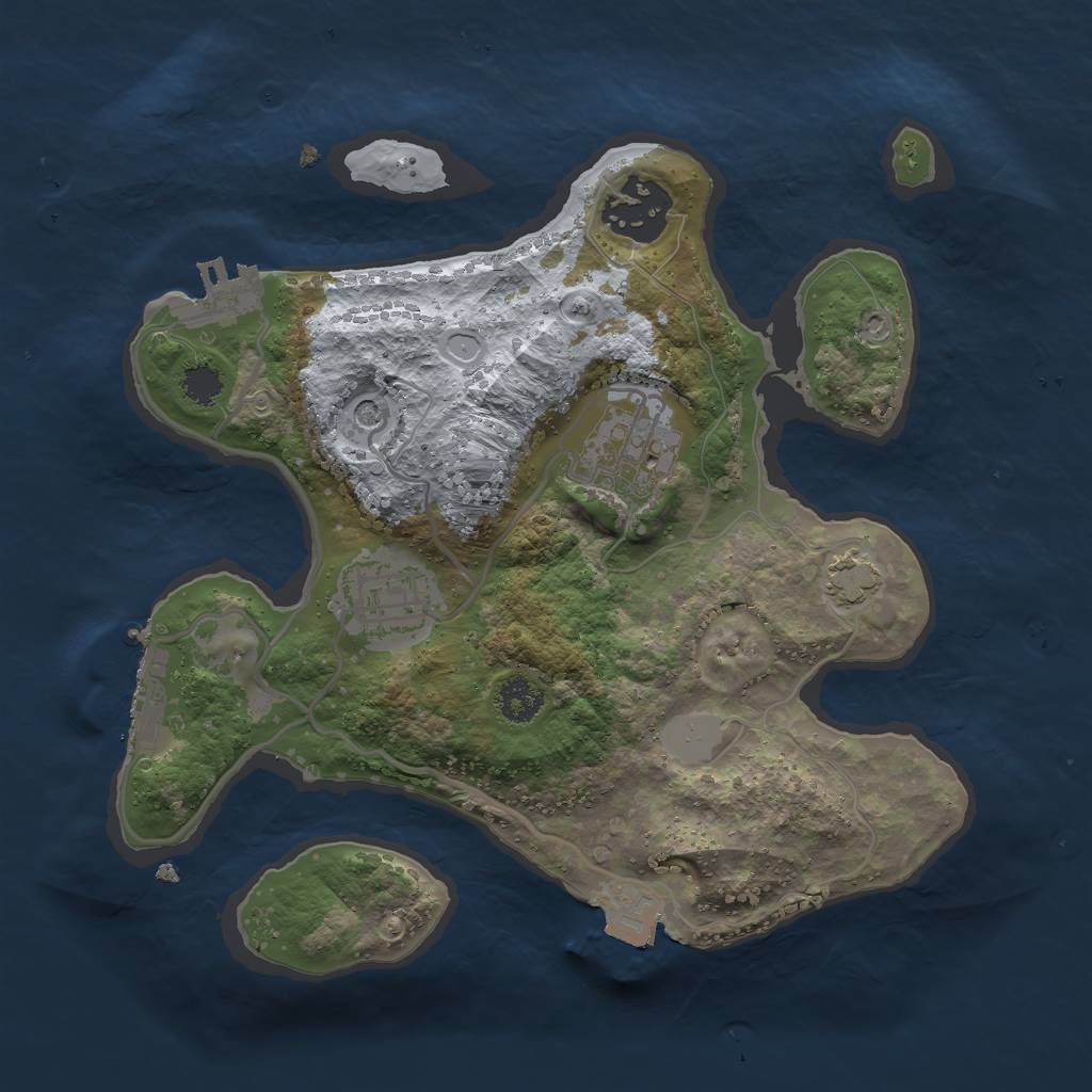 Rust Map: Procedural Map, Size: 2500, Seed: 18750, 10 Monuments