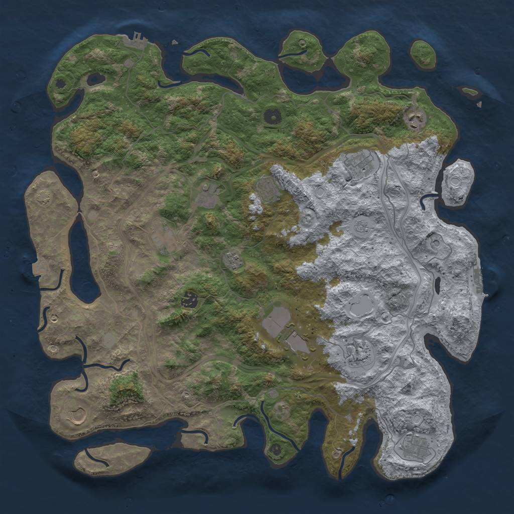 Rust Map: Procedural Map, Size: 4500, Seed: 913687722, 19 Monuments