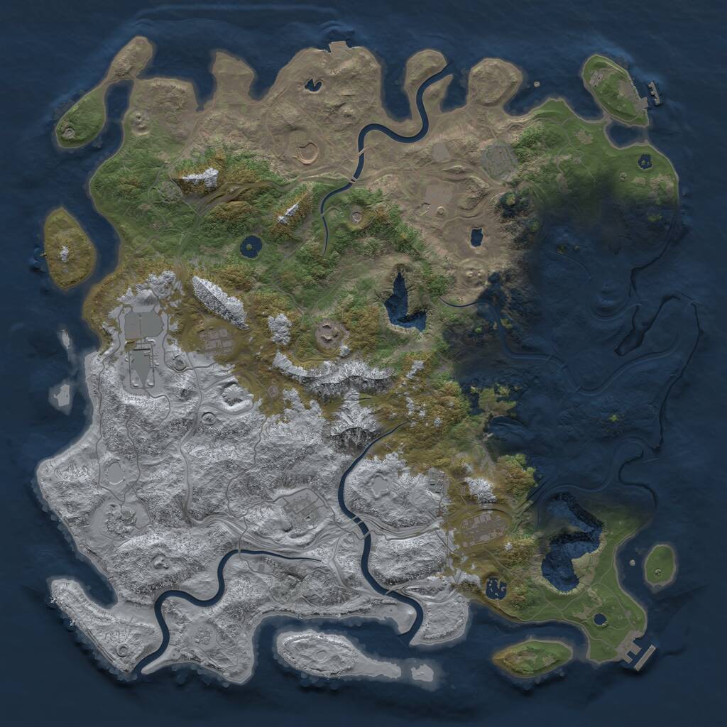 Rust Map: Procedural Map, Size: 5000, Seed: 684714560, 17 Monuments