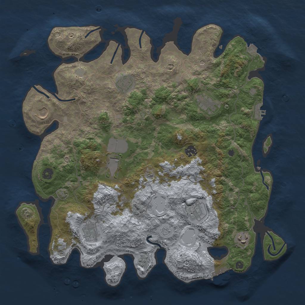Rust Map: Procedural Map, Size: 4000, Seed: 1239963561, 17 Monuments