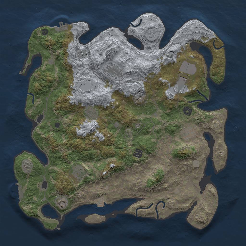 Rust Map: Procedural Map, Size: 4000, Seed: 1692654583, 16 Monuments