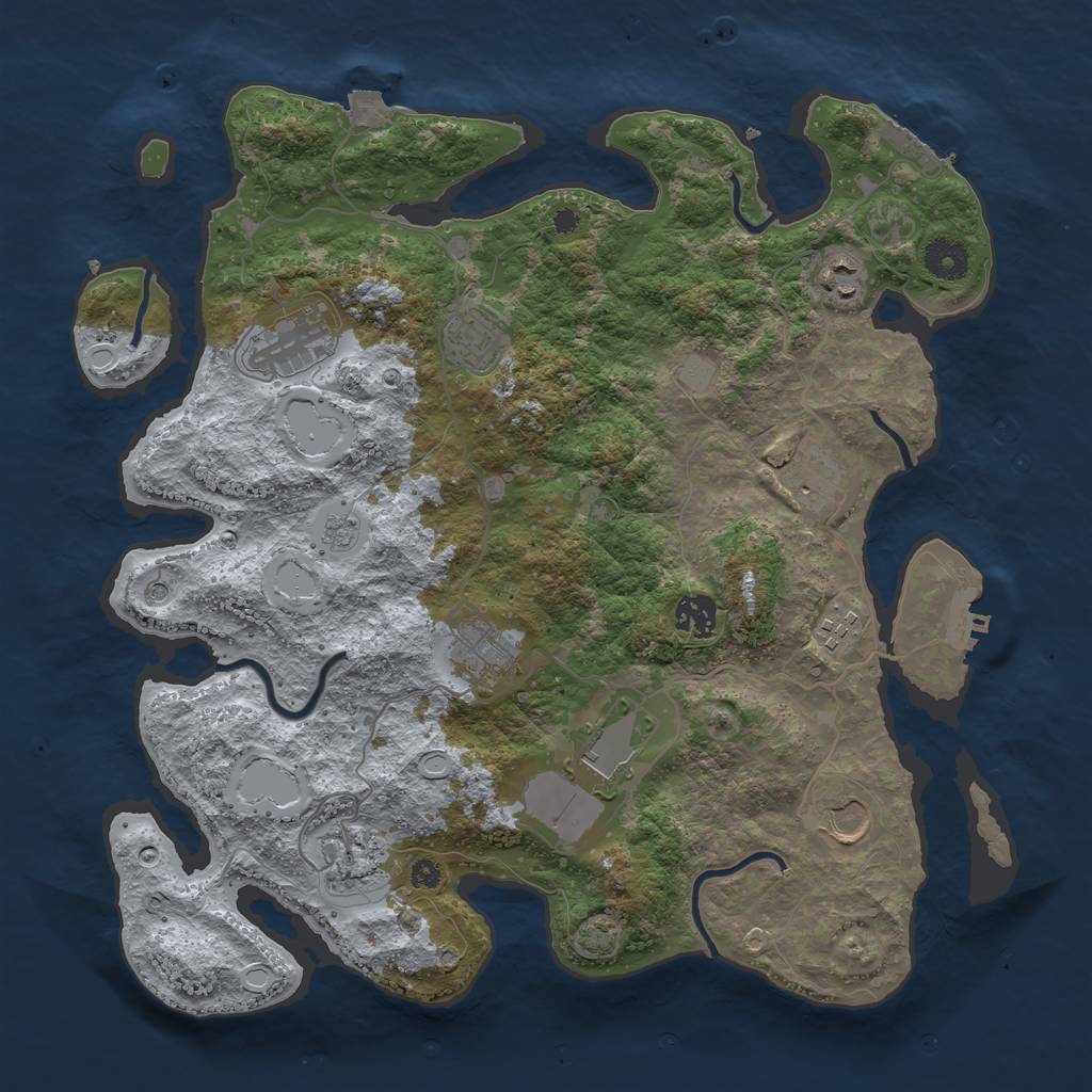 Rust Map: Procedural Map, Size: 3750, Seed: 1651523978, 18 Monuments