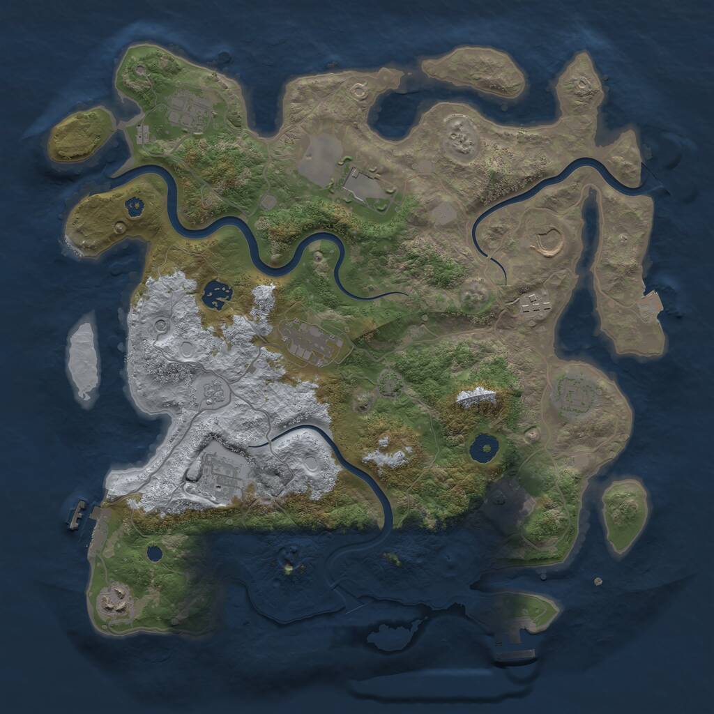 Rust Map: Procedural Map, Size: 3750, Seed: 2051808718, 16 Monuments