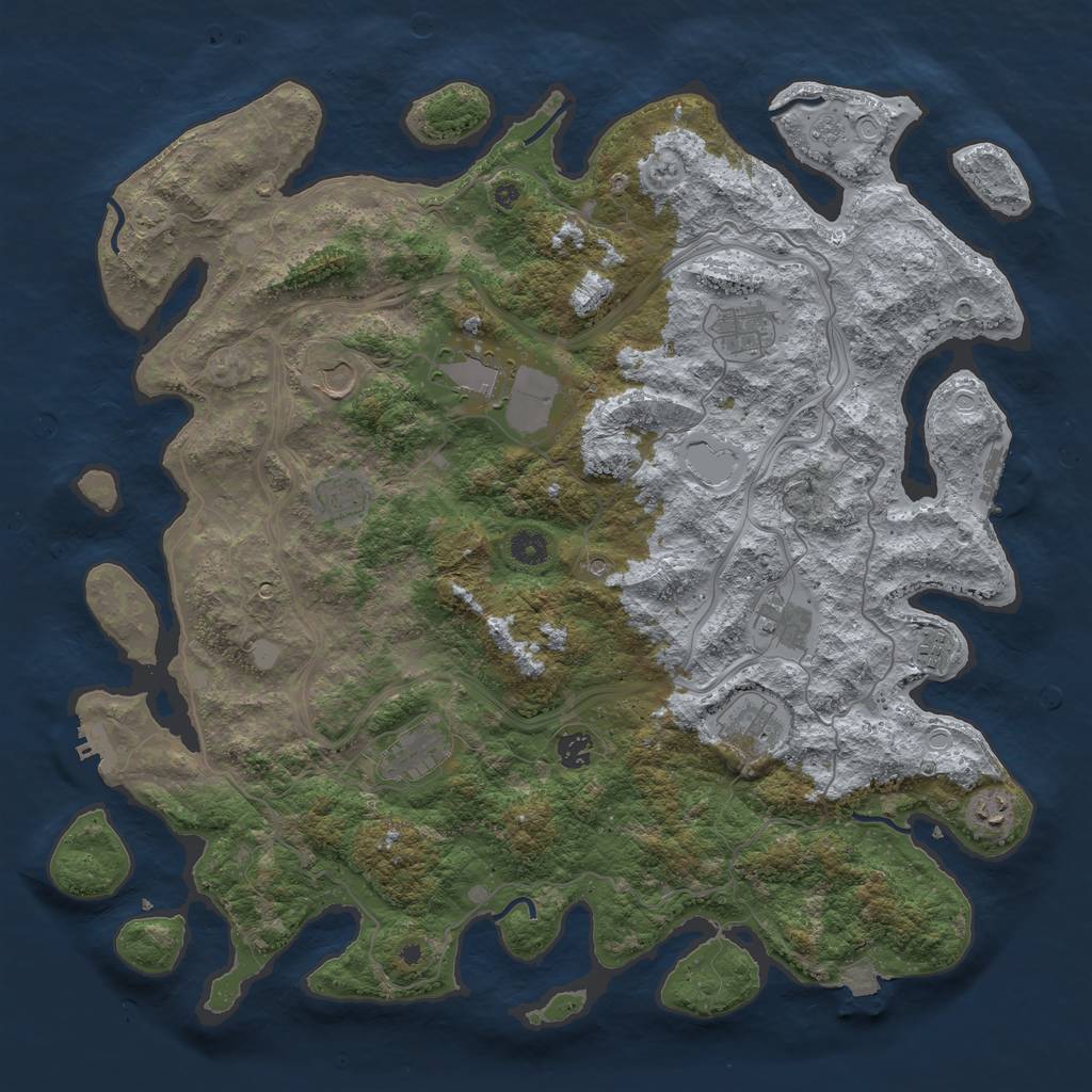 Rust Map: Procedural Map, Size: 4500, Seed: 2048963967, 18 Monuments