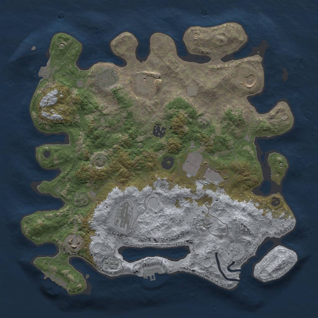 Rust Map: Procedural Map, Size: 3600, Seed: 348, 17 Monuments