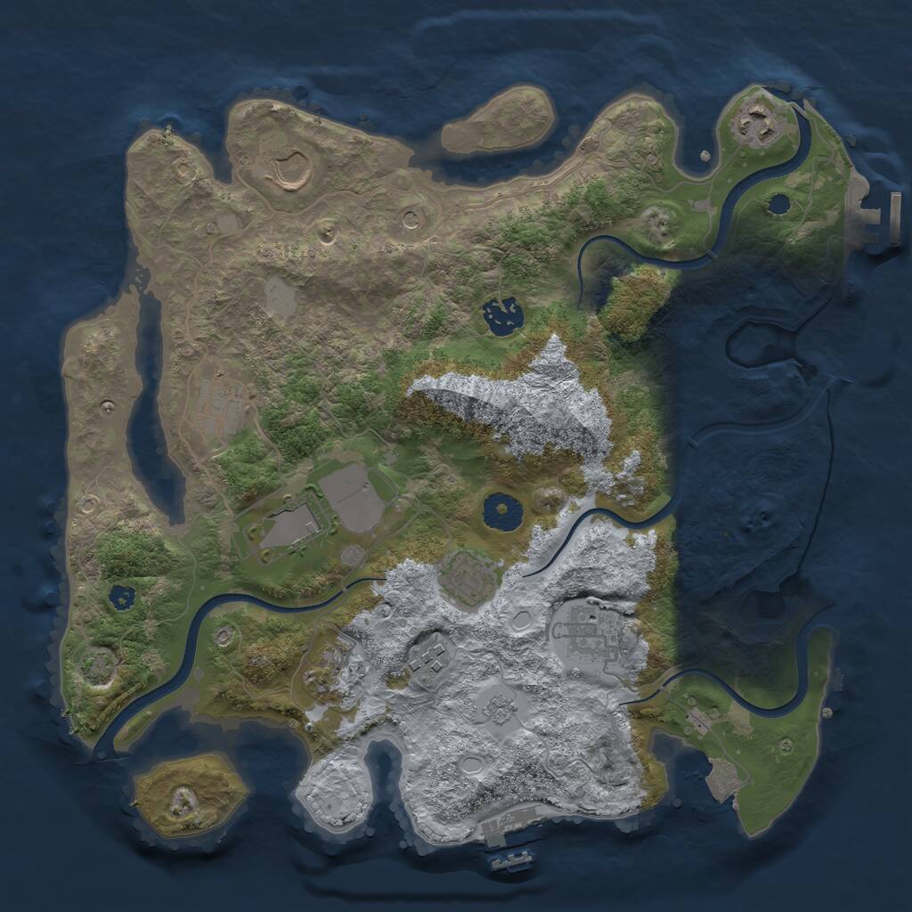 Rust Map: Procedural Map, Size: 3500, Seed: 1170245293, 15 Monuments