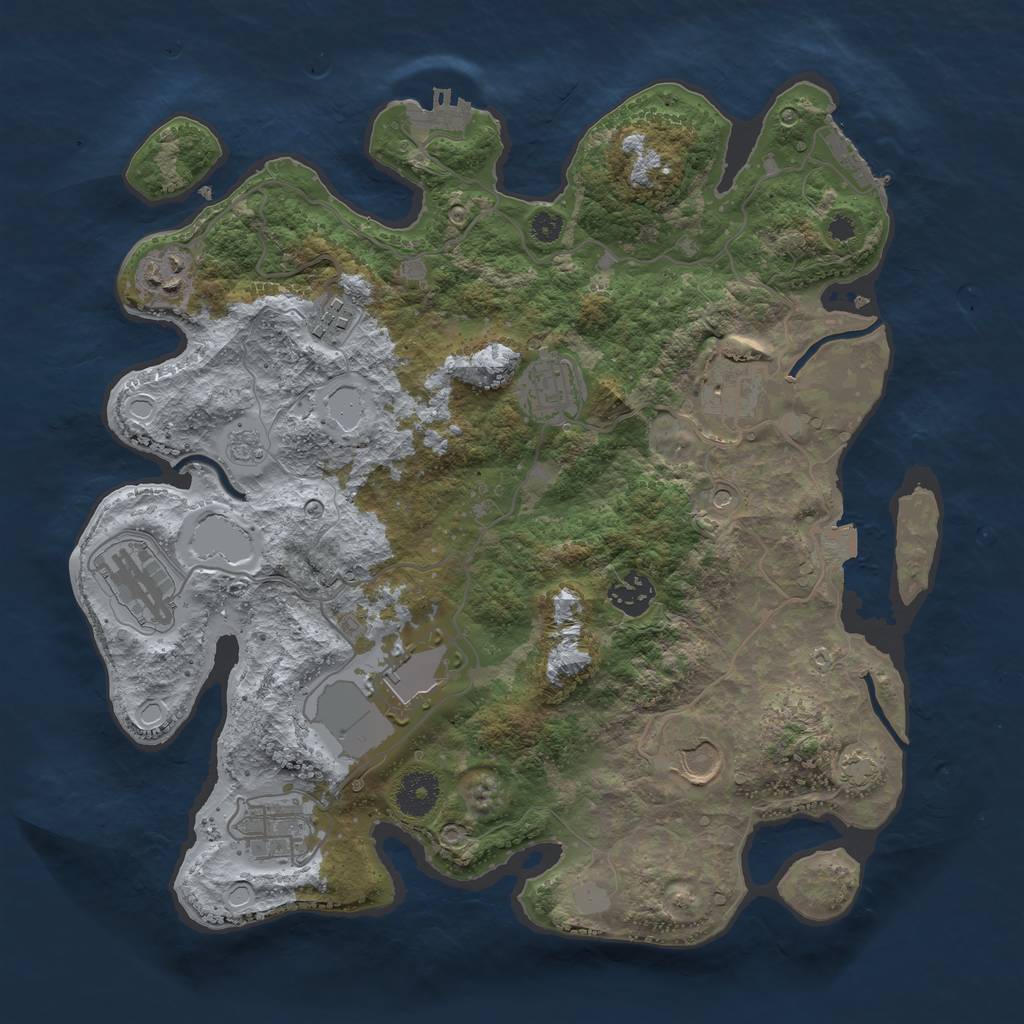 Rust Map: Procedural Map, Size: 3500, Seed: 1993548393, 17 Monuments