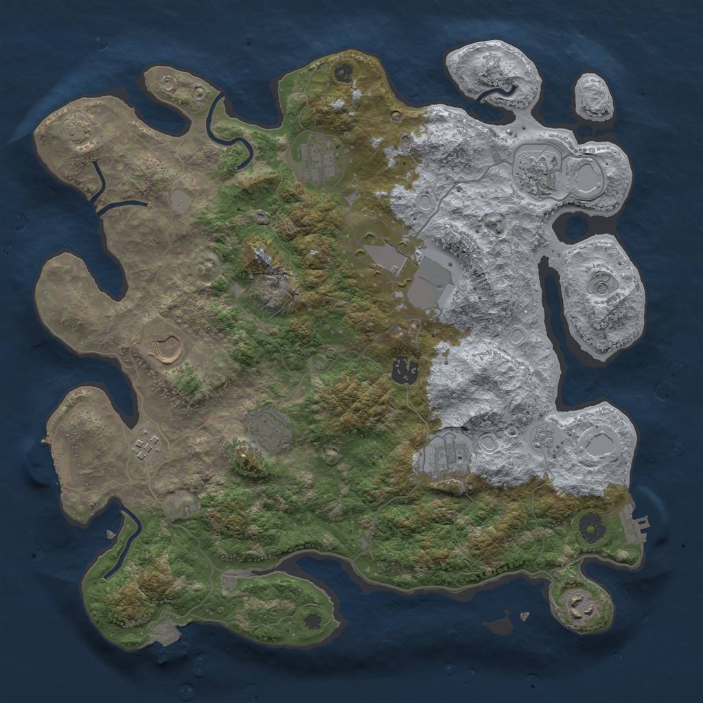 Rust Map: Procedural Map, Size: 3750, Seed: 21103237, 17 Monuments