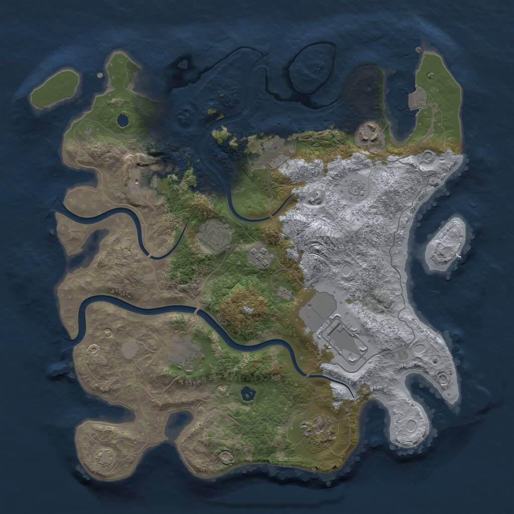 Rust Map: Procedural Map, Size: 3500, Seed: 138360815, 12 Monuments