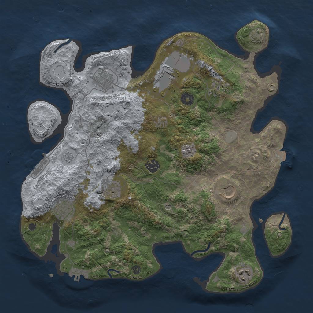 Rust Map: Procedural Map, Size: 3500, Seed: 1058125115, 17 Monuments