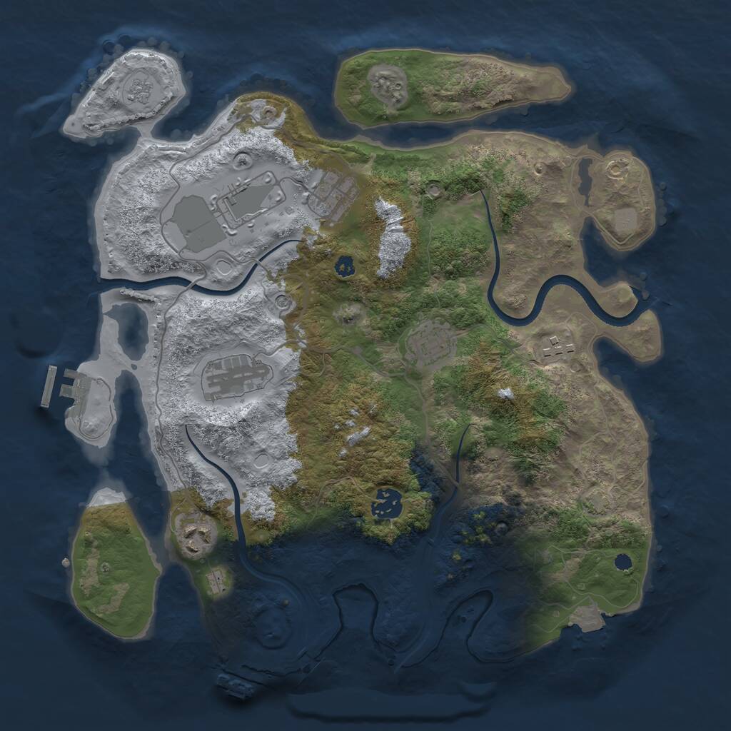 Rust Map: Procedural Map, Size: 3500, Seed: 1553598127, 13 Monuments