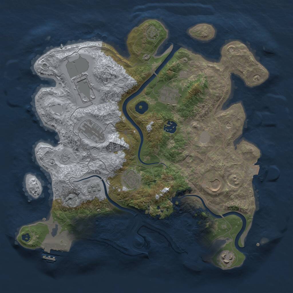 Rust Map: Procedural Map, Size: 3500, Seed: 1500702270, 14 Monuments