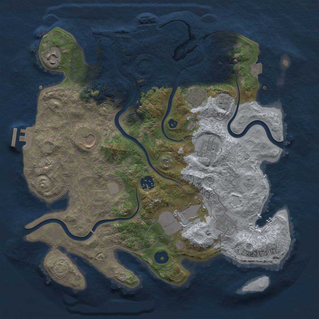 Rust Map: Procedural Map, Size: 3500, Seed: 838036702, 14 Monuments