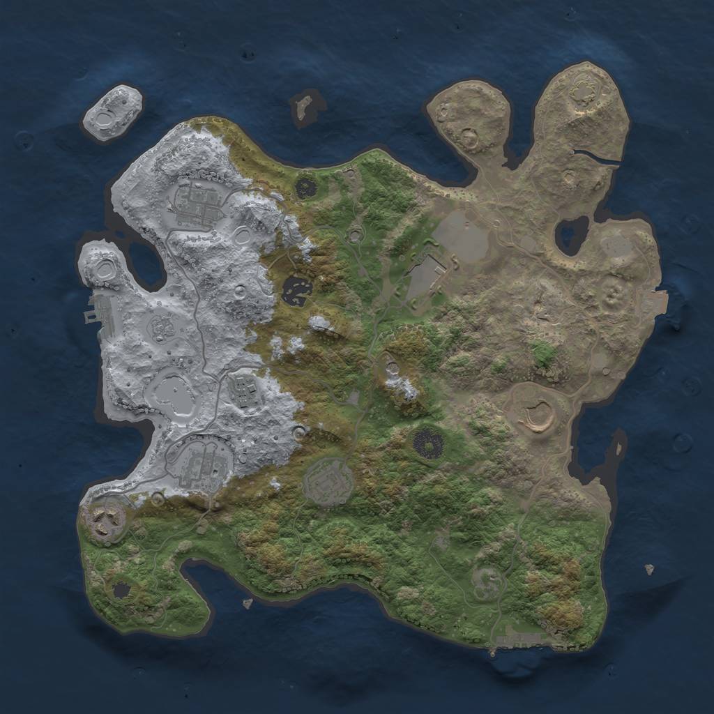 Rust Map: Procedural Map, Size: 3500, Seed: 2010905869, 16 Monuments