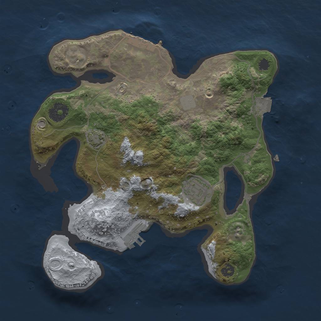 Rust Map: Procedural Map, Size: 2500, Seed: 1355566390, 7 Monuments