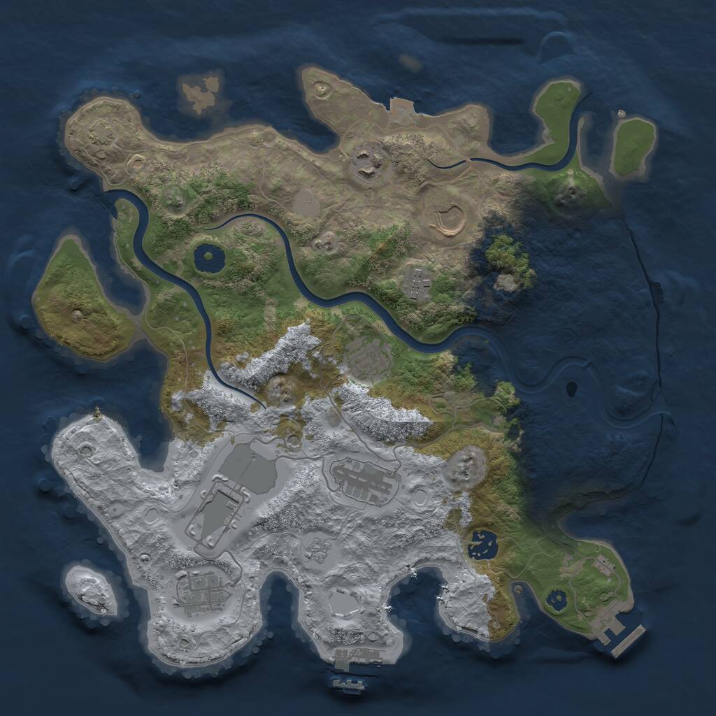 Rust Map: Procedural Map, Size: 3500, Seed: 1805078301, 14 Monuments