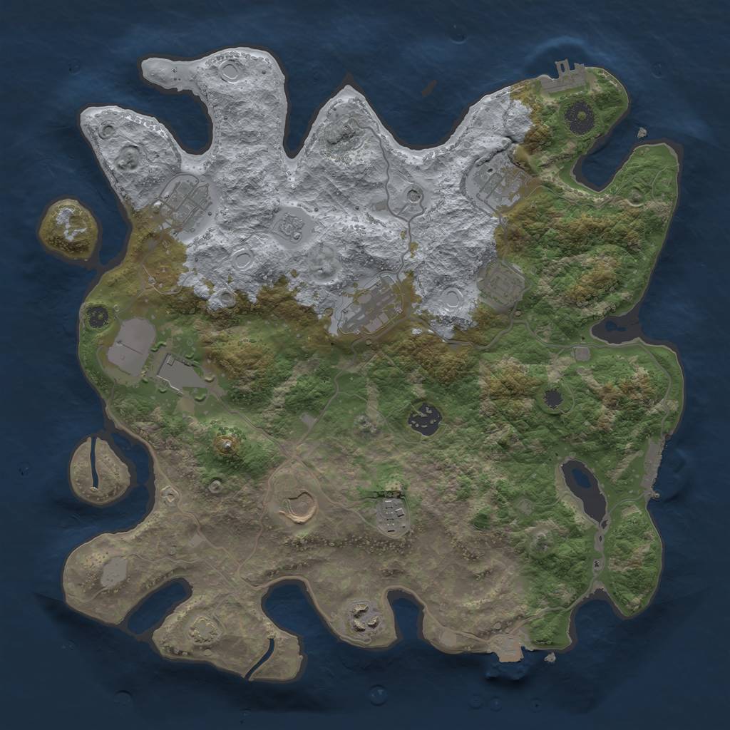 Rust Map: Procedural Map, Size: 3500, Seed: 923354044, 17 Monuments