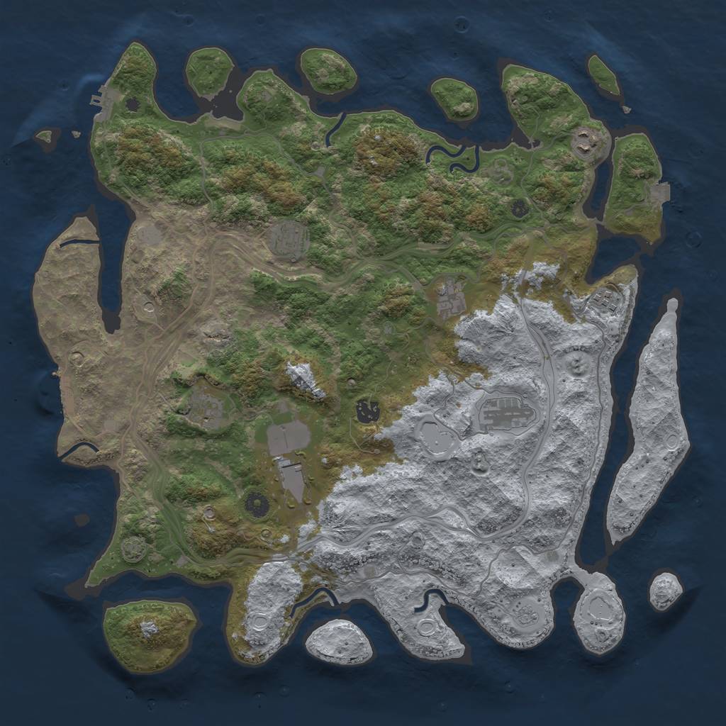 Rust Map: Procedural Map, Size: 4400, Seed: 21613028, 16 Monuments