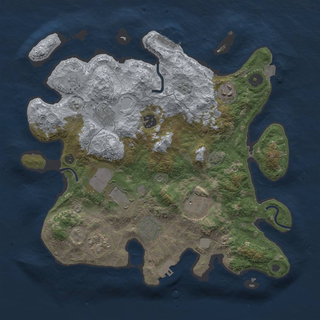 Rust Map: Procedural Map, Size: 3500, Seed: 1091177478, 16 Monuments