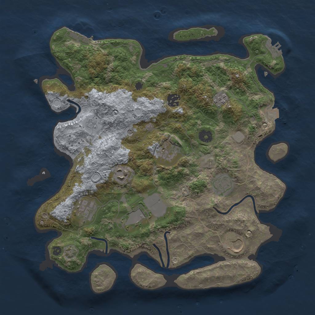 Rust Map: Procedural Map, Size: 3500, Seed: 2523, 16 Monuments