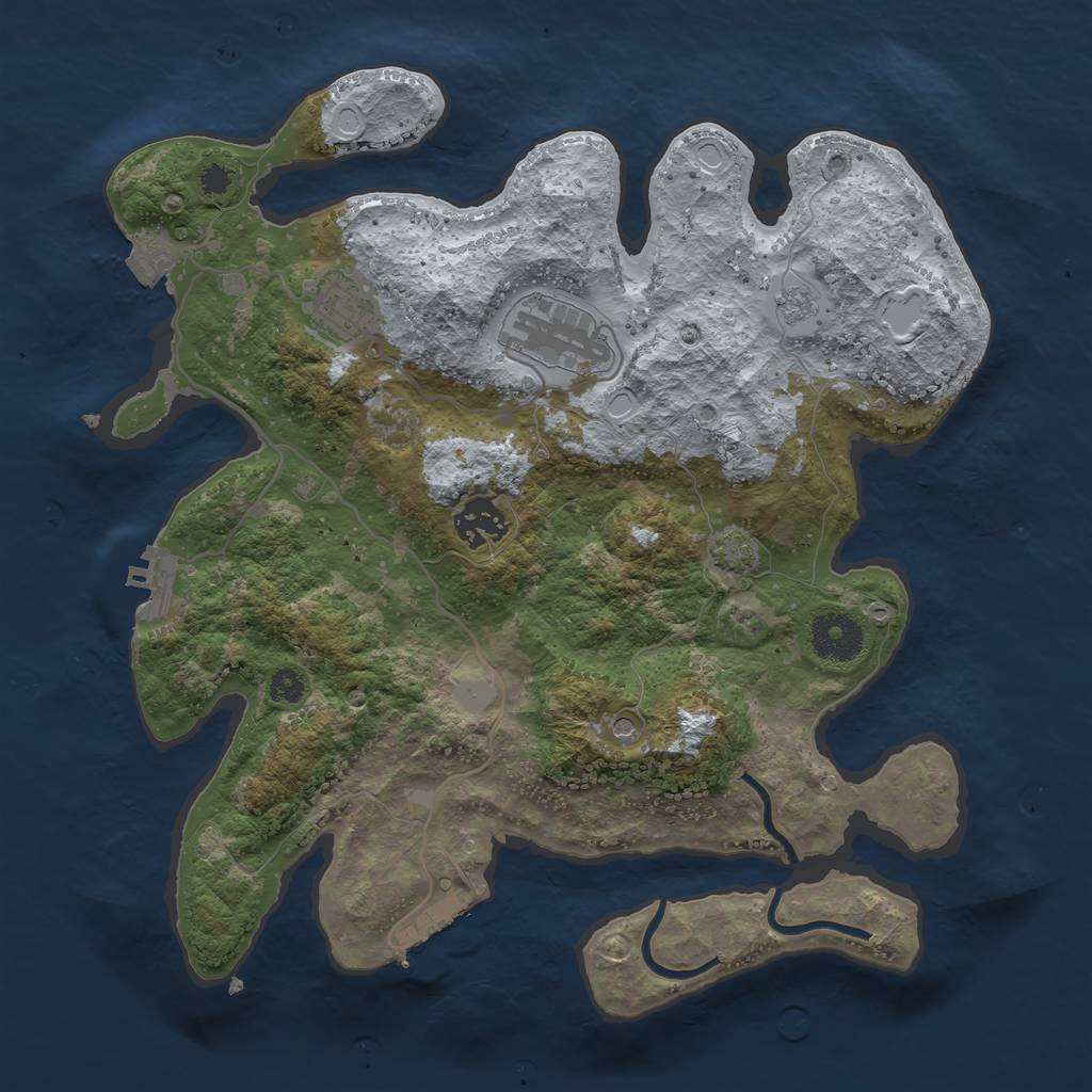 Rust Map: Procedural Map, Size: 3250, Seed: 718999325, 11 Monuments