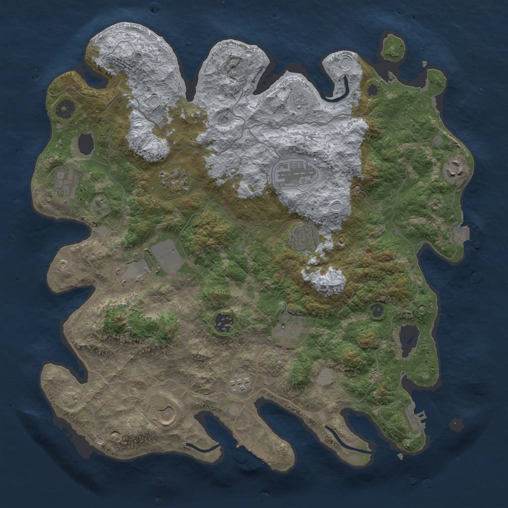 Rust Map: Procedural Map, Size: 4000, Seed: 465297623, 18 Monuments