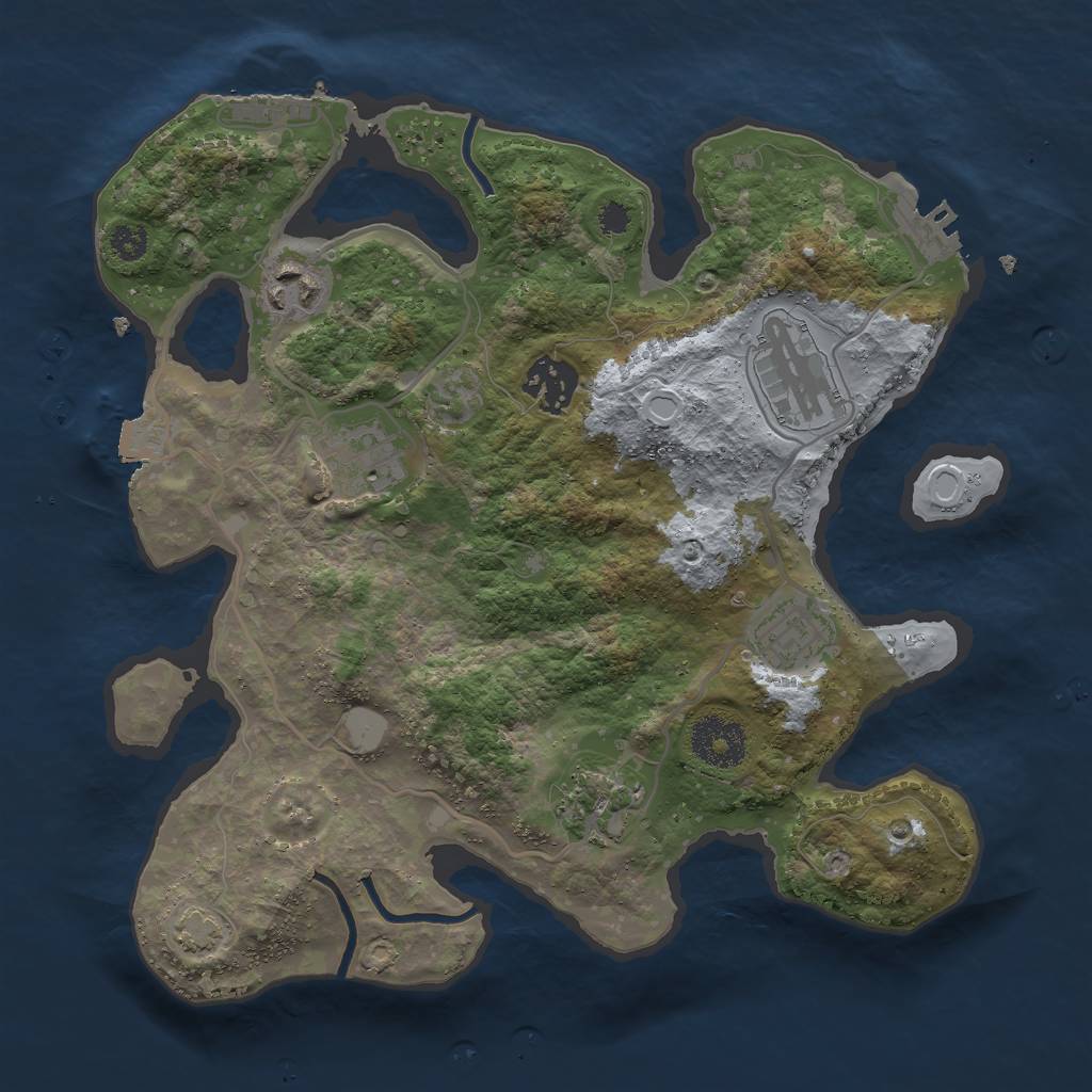 Rust Map: Procedural Map, Size: 3000, Seed: 1932252969, 12 Monuments