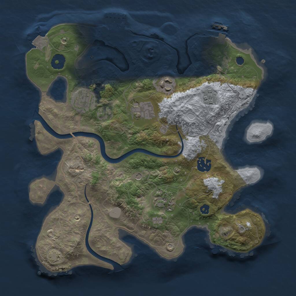 Rust Map: Procedural Map, Size: 3000, Seed: 1932252969, 11 Monuments