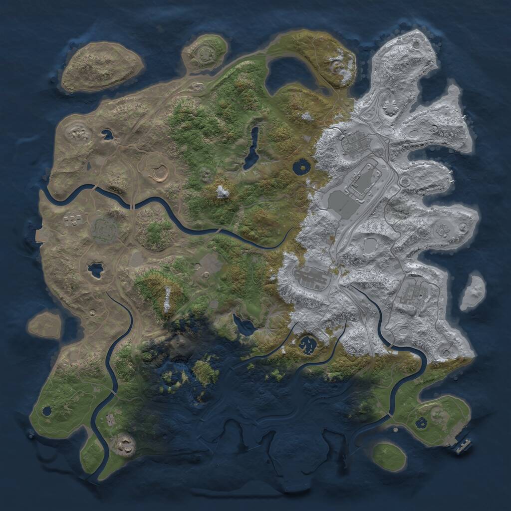 Rust Map: Procedural Map, Size: 4500, Seed: 719174333, 16 Monuments