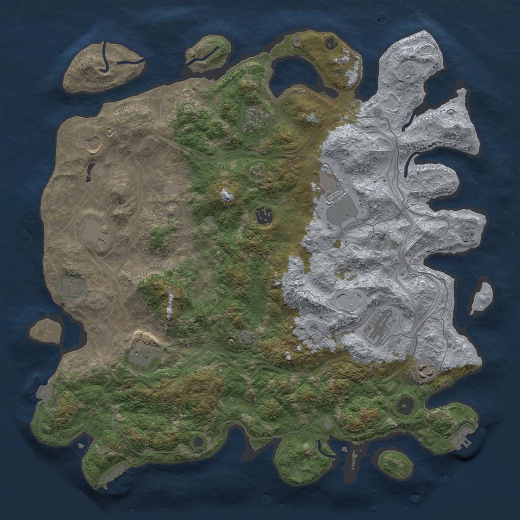 Rust Map: Procedural Map, Size: 4500, Seed: 719174333, 18 Monuments