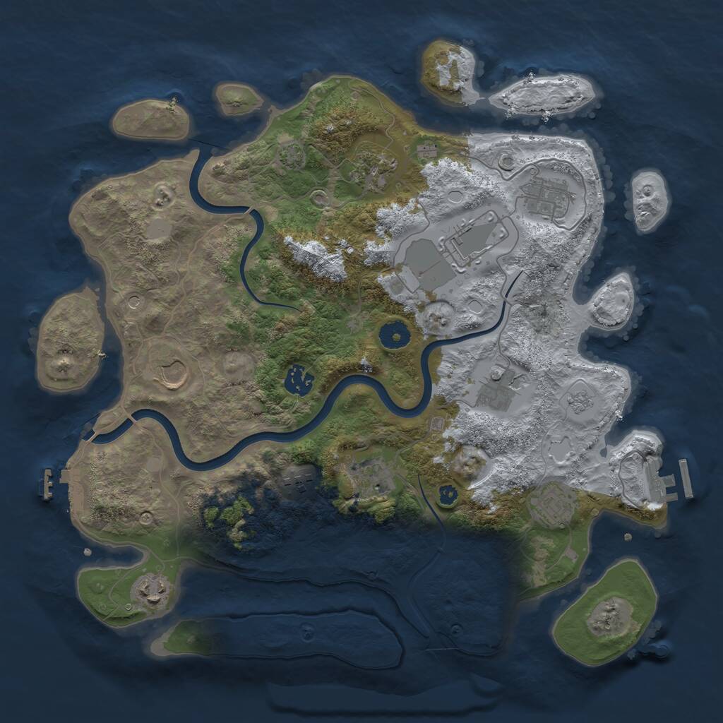 Rust Map: Procedural Map, Size: 3700, Seed: 1018283938, 16 Monuments