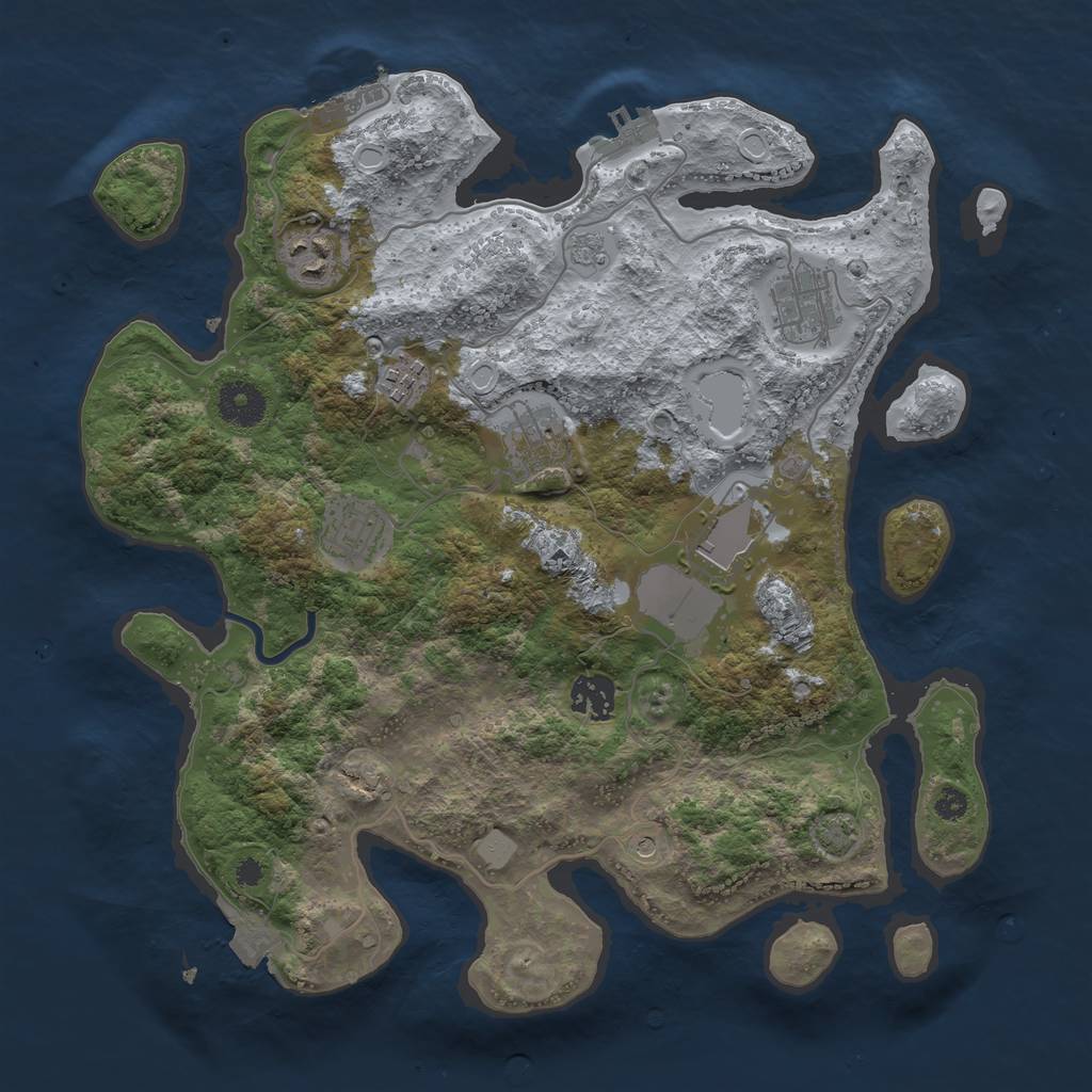 Rust Map: Procedural Map, Size: 3500, Seed: 1586814637, 15 Monuments