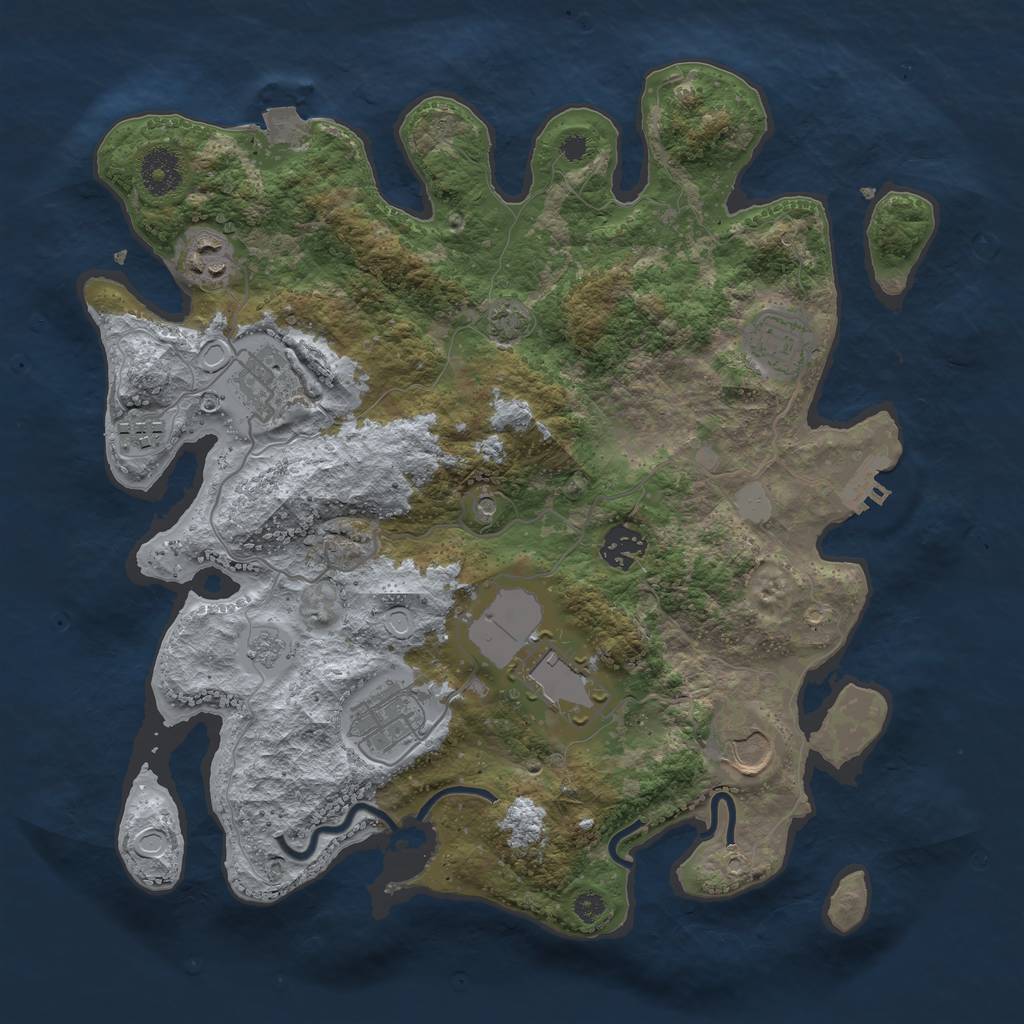 Rust Map: Procedural Map, Size: 3500, Seed: 2145768, 15 Monuments