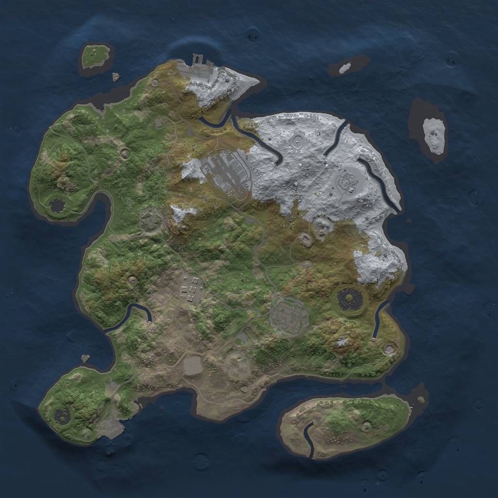 Rust Map: Procedural Map, Size: 3000, Seed: 1883623122, 9 Monuments