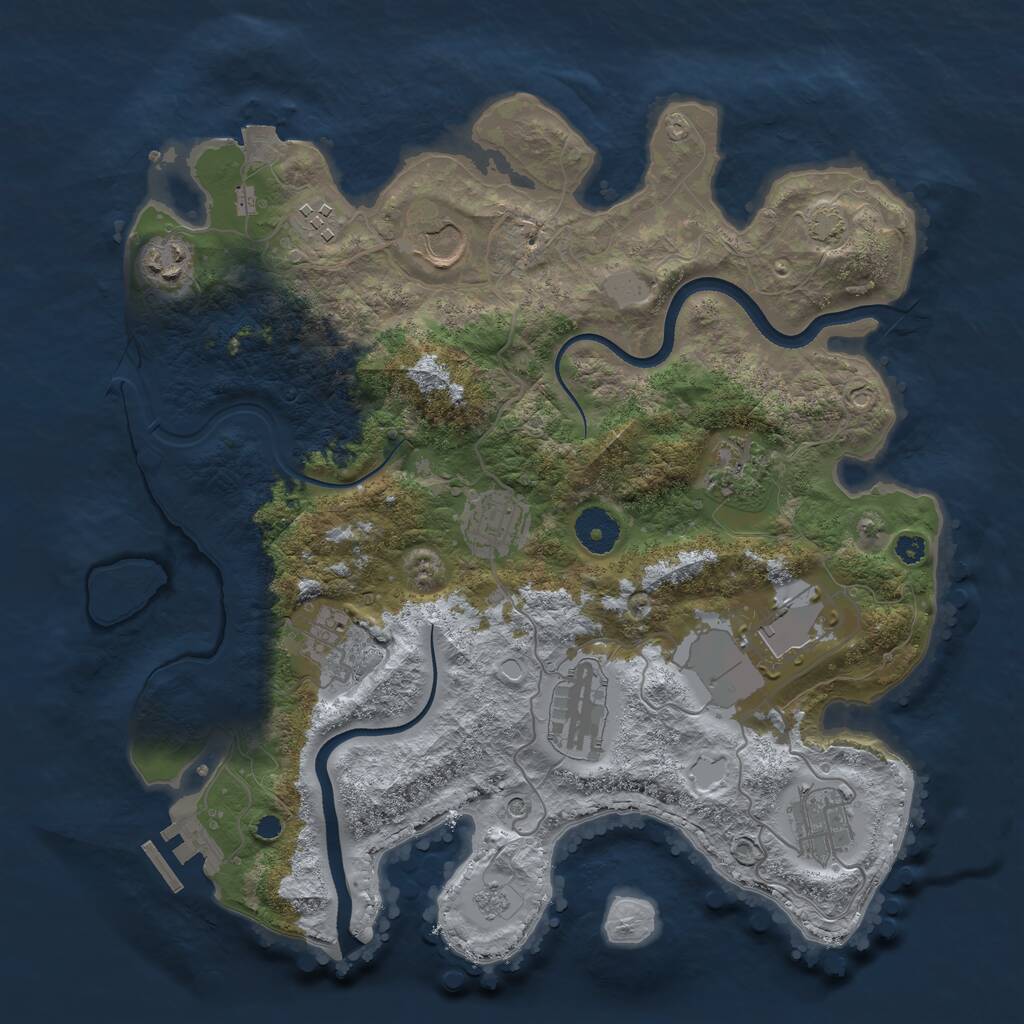 Rust Map: Procedural Map, Size: 3500, Seed: 88944402, 14 Monuments