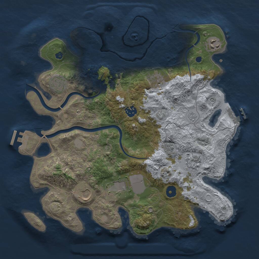 Rust Map: Procedural Map, Size: 3500, Seed: 185875886, 14 Monuments