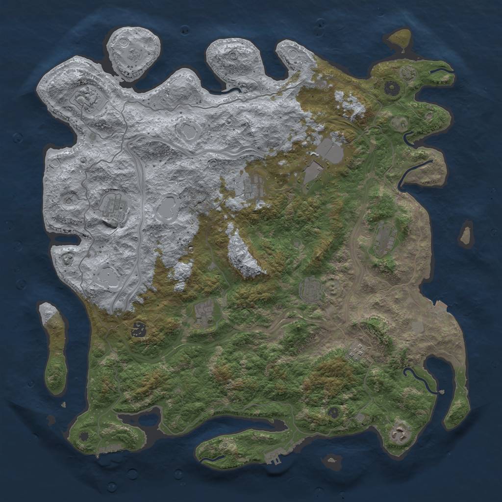 Rust Map: Procedural Map, Size: 4800, Seed: 1562939810, 18 Monuments