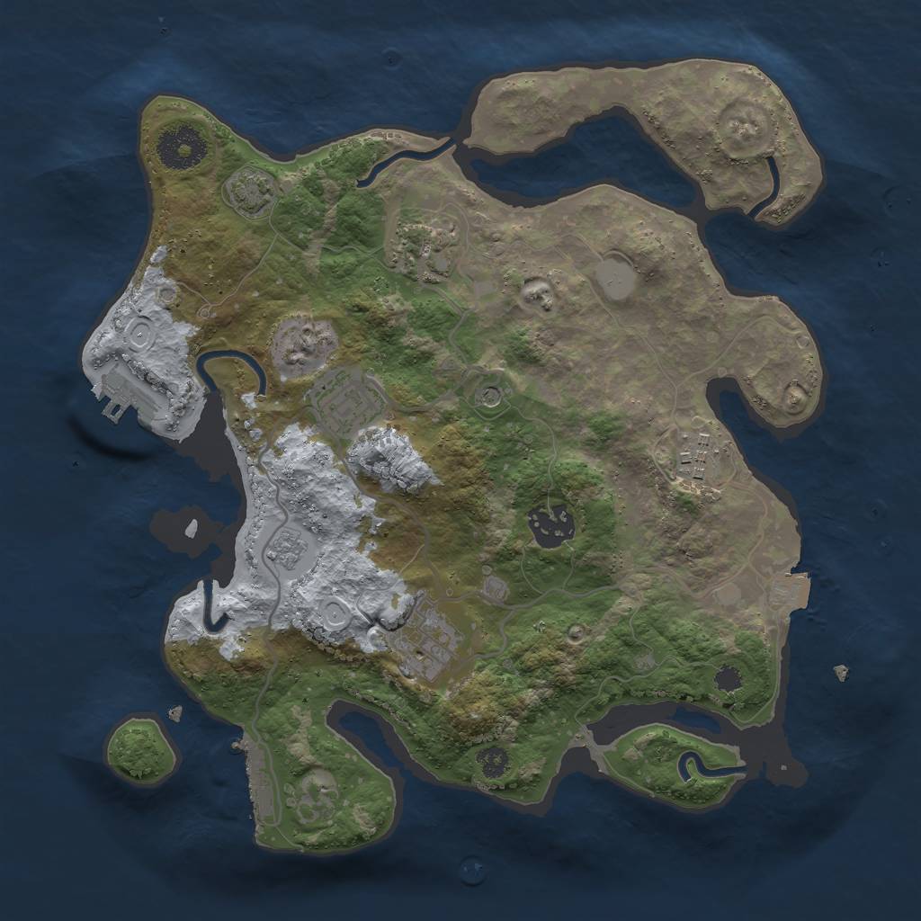 Rust Map: Procedural Map, Size: 3000, Seed: 1293064495, 13 Monuments
