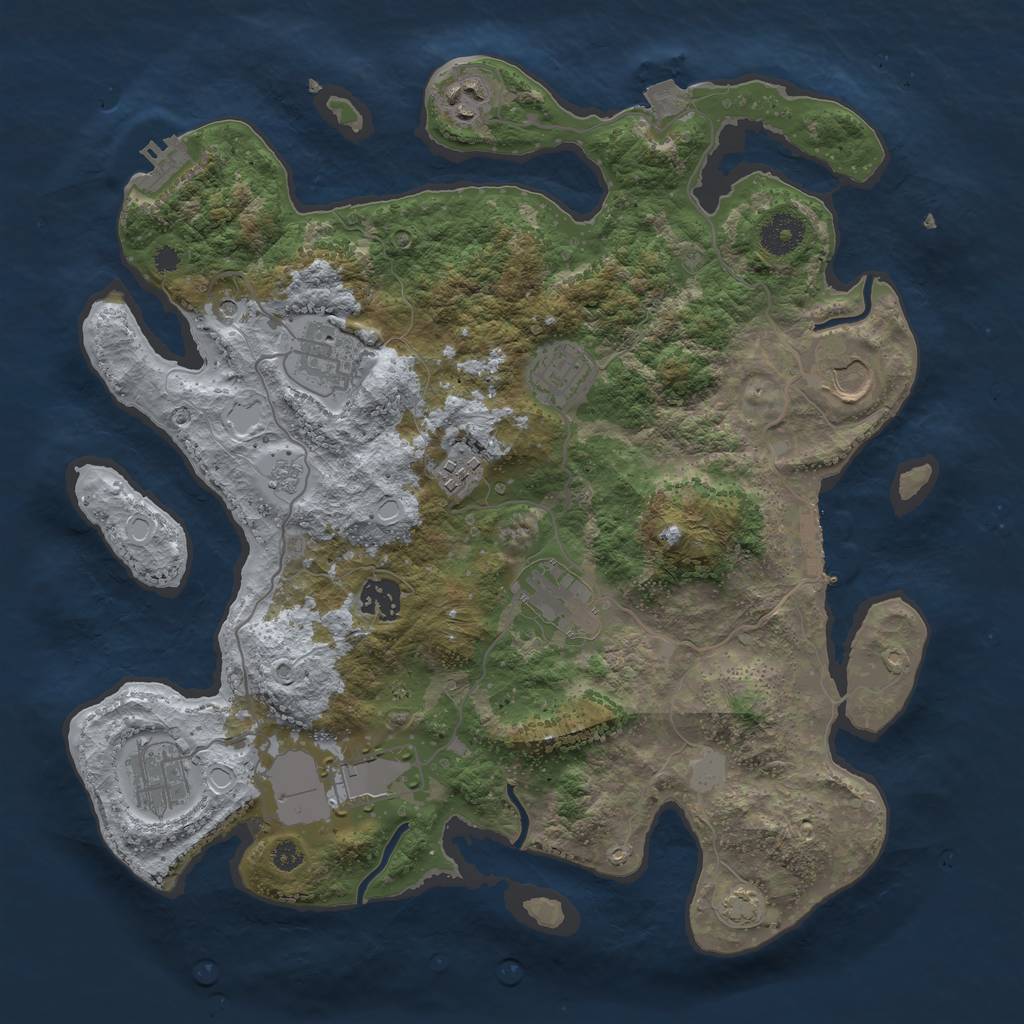 Rust Map: Procedural Map, Size: 3600, Seed: 77831533, 17 Monuments