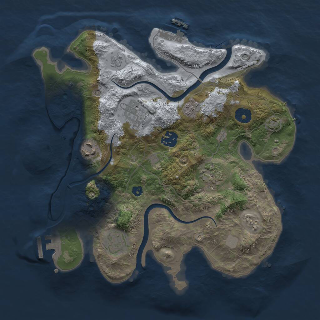 Rust Map: Procedural Map, Size: 3000, Seed: 1532637098, 12 Monuments