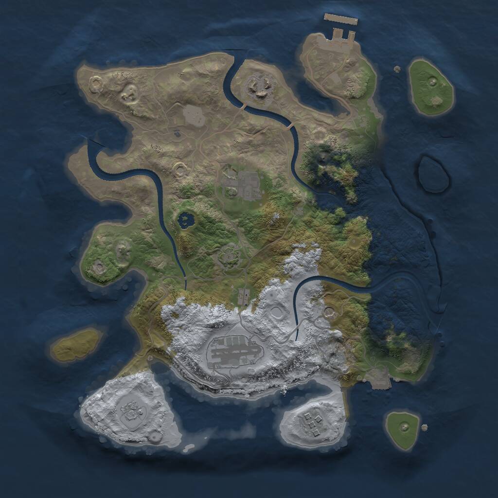 Rust Map: Procedural Map, Size: 3000, Seed: 9072138, 9 Monuments