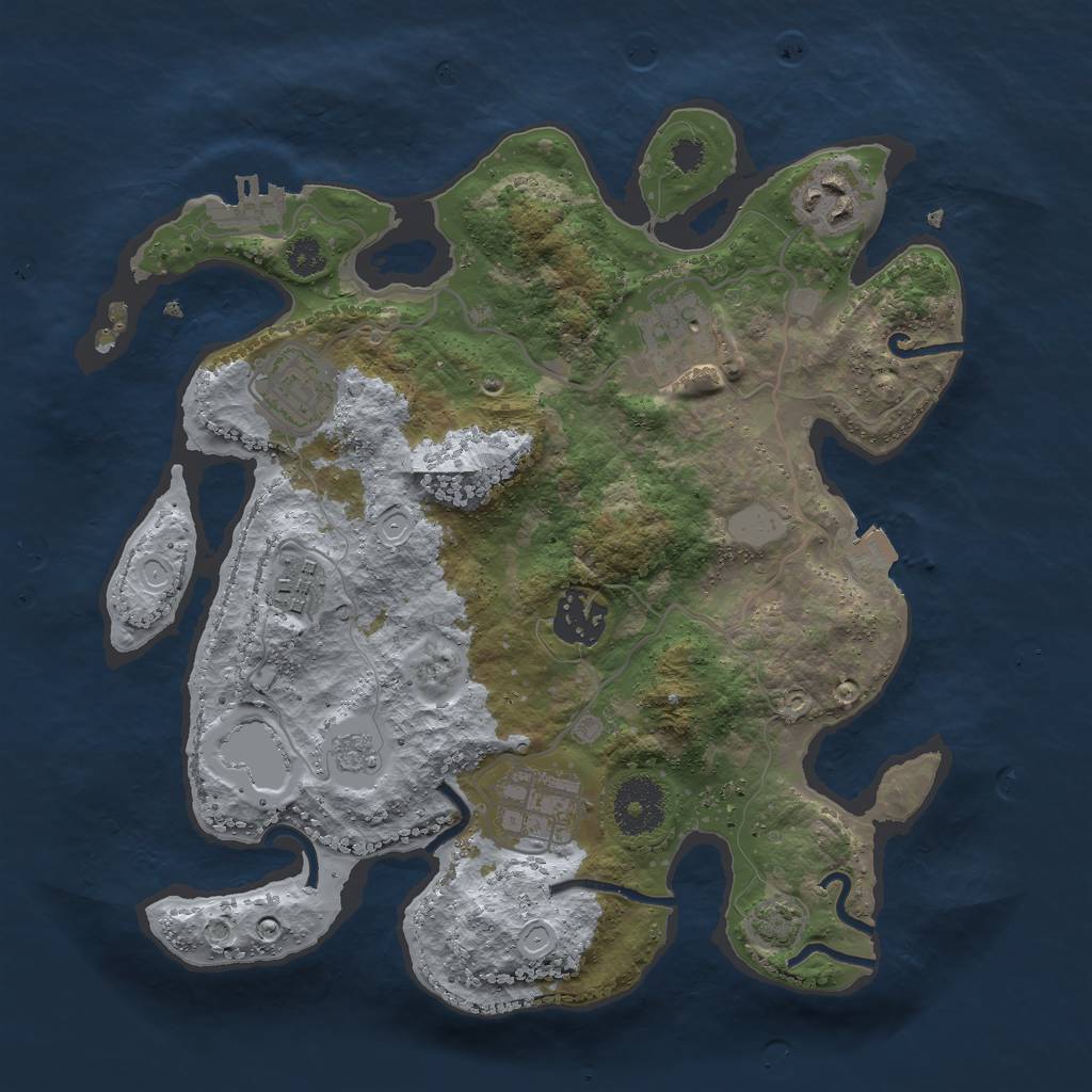 Rust Map: Procedural Map, Size: 3000, Seed: 479378499, 12 Monuments